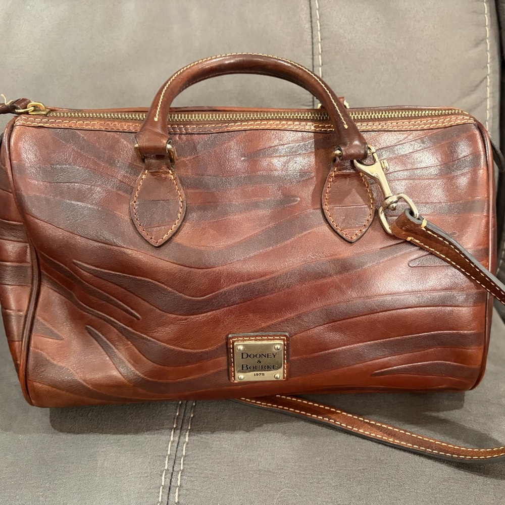 SOLD Dooney & Bourke Tiger Brown Leather Duffel Bag